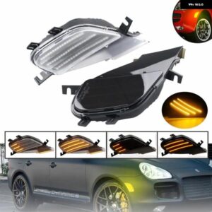 ポルシェ カイエン 955 2003-06 2個 ダイナミック LED サイド マーカーライト アンバー ウィンカー ウインカーランプ