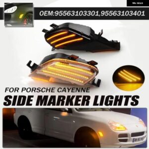 ポルシェ 2個 ダイナミック LED サイド マーカーライト アンバー ウィンカー ウインカーランプ カイエン 955 2003-06