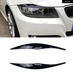BMW ヘッドライト アイブロウ トリム 3 セイレス E90 E91 2005-12 グロスブラック/カーボンルックフロント ヘッドライト ランプ眉 ヘッドランプ