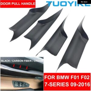 BMW インテリアドアハンドル ブラッククリームカーボン F01 F02 7シリーズ フロントリア 左右インナー パネル プル トリム カバー バー