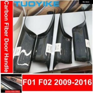 BMW インテリアドアハンドル ブラッククリームカーボンキット F01 F02 7シリーズ フロントリア 左右インナー パネル プル トリム カバー