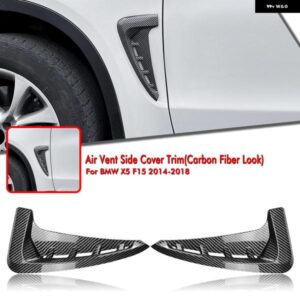 BMW X5 F15 M スポーツ 2014-2018 フロントサイド エアベント トリム カバー カーボンルック/グロスブラックフェンダーインテーク スポイラー カナード