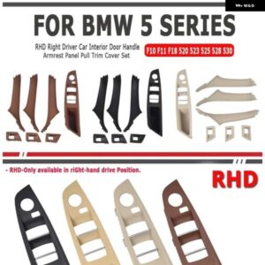BMW 4色 右ドライブ RHD ベージュ ブラックカーボン車内ドアハンドル プル 4/7個セット 5シリーズ F10 F18 523 525 528