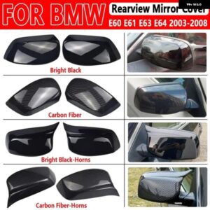 BMW バックミラー カバー キャップ カーボン / ブラック 5シリーズ E60 E61 E63 E64 2004-2008 520I 525I 528I 528XI 530I
