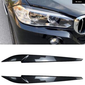 BMW X5 X6 F15 F16 2014-2018 カーボンルック/グロスブラック ヘッドライト アイブロウ ヘッドランプ フロント ヘッドライト ランプカバー トリム