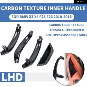 BMW 4ピース LHD カーボンテクスチャ車 フロントリア 左/右 インテリアドアハンドル インナー パネル プルカバー X3 X4 F25 F26