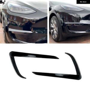 テスラ フロント バンパー サイド エアベント トリム モデルY 2020-2024 ABS カーボンルック フォグライト カバー インテーク フ