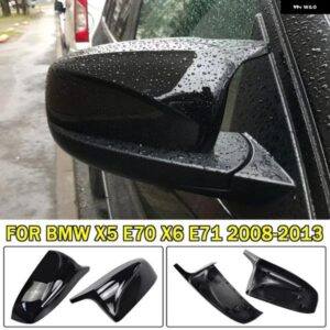 BMW 2個 バックミラー サイド ウイング 明黒パターンミラー カバー キャップ X5 E70 X6 E71 2008-2013