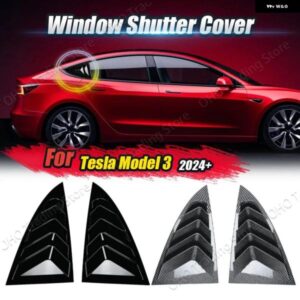 テスラ リアルーバーウィンドウサイドシャッターカバー モデル3 2024 2025 トリム ステッカー エアベント スクープ ABS グロスブラッ