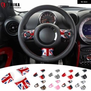 3PCS 車用 ステアリングホイール カバー ステッカー ミニクーパー R55 R56 R57 R60 R61 車両アクセサリー 内装 装飾 ケース