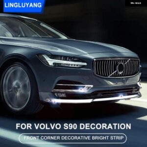 クローム 装飾 ボルボ S90 V90 V90CC 2016 - 20フロントコーナーブライトストリップフロント バンパー ストリップカーアクセサリー