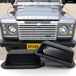 2個車 装飾 フロントフード ボンネット サイド トリム カバー エアフローインテークスクープベントスノーカバー ランドローバー ディフェンダー