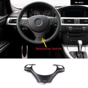BMW 3シリーズ E90 E92 2005-2012 カースタイリング ABS マットブラックステアリング ホイール フレームカバー トリム ステッカー カー