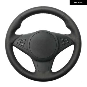 BMW ステアリング ホイール カバー ノンスリップブラックマイクロ レザー編組 E60 E63 E64 M5 2005 2007 2008 M6 2007カー