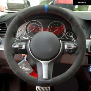 BMW ブラックスエード本革ステアリング ホイール カバー M スポーツ F30 F31 F34 X1 F07 F10 F48 F39 F11 X2 F25 X3 F32 F33 F36