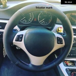 BMW カスタムステアリング ホイール 編組カバー ノンスリップ人工革 M スポーツ M3 E90 E91 E92 E93 E87 E81 E82 E88 X1 E84