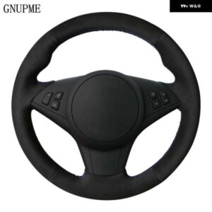 BMW ステアリング ホイール カバー 手縫い 滑り止め ブラック スエード M5 E60 E61 ツーリング M6 E63 E64 2005 2006 2007 2008-2010