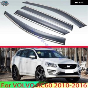 ボルボ XC60 2010-2016 プラスチック 外装 バイザーベント シェードウィンドウ サンレインガードディフレクター 4個 2011-15
