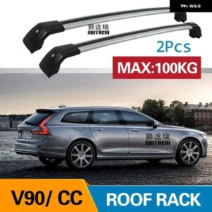 ボルボ 2個 ルーフバー V90 CC クロスカントリー 235 236 2016-TODAY 合金サイドバークロスレール ルーフラックキャリアキャリア