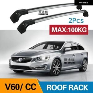ボルボ 2個 ルーフバー - V60 155 157 225 2010-2018 CC クロスカントリー合金サイドバークロスレール ルーフラックキャリア