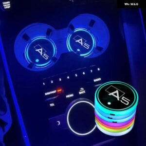 アウディ 7 カラフルな USB ロゴ LED ムードライトカップ発光コースターホルダー A5 スポーツバッククーペ B8 B9