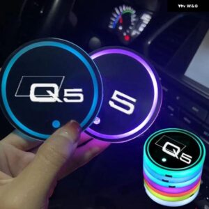 アウディ 7 カラフルな USB ロゴ LED ムードライトカップ発光コースターホルダー Q5 FYB クワトロ