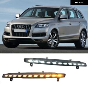 アウディ 2個 LED デイタイム ランニングライト Q7 2010-15 運転 ウィンカーランプ 自動 ヘッドライト 12V