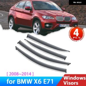 BMW ディフレクター X6 E71 2008 2014 フロントガラス サイドウィンドウ バイザーオーイングトリム 雨 アイブロウ 太陽風 2011 2010 2009