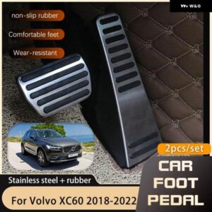 ボルボ 2個 フットペダル XC60 2017-22 アクセルブレーキノンスリップ穴あけペダル カーパーツ