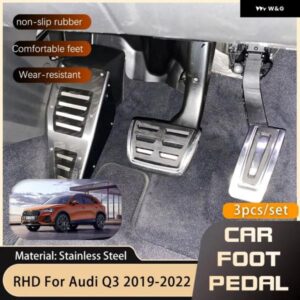 アウディ RHD ステンレス ペダル Q3 F3 2019-22 アクセルブレーキノンスリップ フットレスト ペダル カバー スタイリング