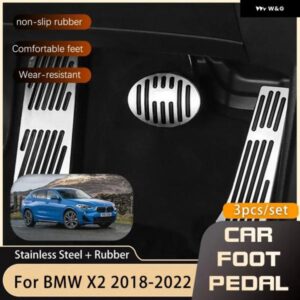 BMW ステンレス フットペダル X2 F39 2018-22 ガスアクセルブレーキレストフットなし穴あけペダル カバー