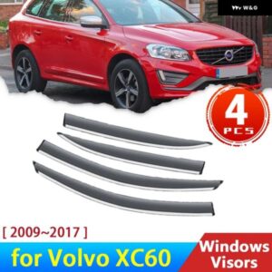 ボルボ 4X ウィンドウ バイザー XC60 I 2009 2017 2016 2010 ディフレクターレイン アイブロウ ガードサンバイザースモーク フロントガラス