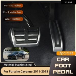 ポルシェ カイエン 92A 2011 2018 ステンレス フットペダル ガスアクセルブレーキノンスリップレストフットペダル カバー パッド AT