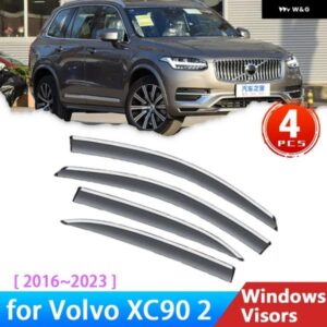ボルボ 4X ディフレクター XC90 2 II 90 2016 2023 2018 ウィンドウ バイザー雨 アイブロウ ガードサンバイザースモーク フロントガラス