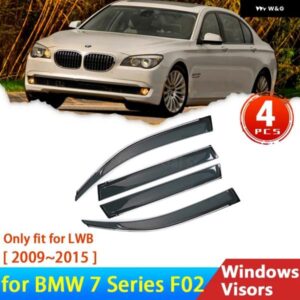 BMW フロントガラス 7シリーズ F02 LWB 2009 2015 2010 4X ディフレクターウィンドウ バイザートリム レイン アイブロウ ガード 2008 2013