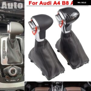 アウディ 自動 ギアシフト ノブと黒革ブーツレッドライン A4 B8 A5 Q5 2009-13