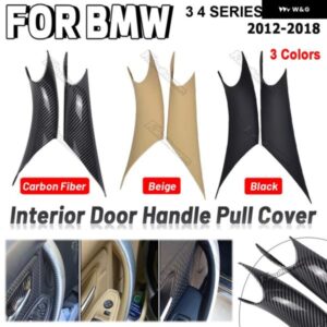 BMW ABS 車内ドアハンドルプルカバー 3 4シリーズ 3シリーズ GT F30 F35 2012-2018 ブラックカーボン 1ペア