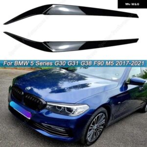BMW 2個 5シリーズ G30 G31 G38 F90 M5 525I 530I 540I フロント ヘッドライト まぶた アイブロウ トリム カバー ステッカー 2017-2021 ブラック
