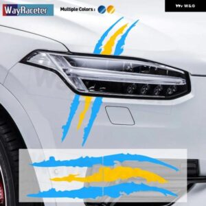 ボルボ 1PC ゴースト爪ストライプ デカール スウェーデン国旗 ヘッドライト アイブロウ ステッカー V50 V60 V70 V90 S60 S90 XC60 XC70 XC90 V40 C30