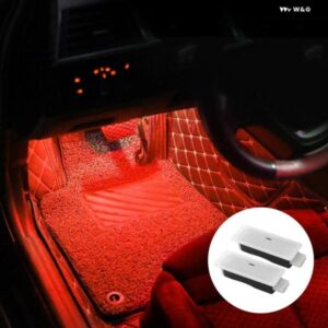 BMW 2個 車内フットライト F10 F11 F15 F16 F20 F21 F25 F26 F32 F48 F01 1 3 5 7 X1 X3 X4シリーズオレンジと白ランプ
