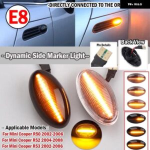 BMW 2個 ダイナミック LED サイドリピーター インジケータ ライト流れるサイド マーカー 信号ランプライト ミニクーパー R50 R52 R53 02-08