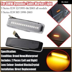 BMW LED ダイナミック ウィンカーライト サイド マーカー ランプリピーター信号灯 5シリーズ E39 1995-2003 M5