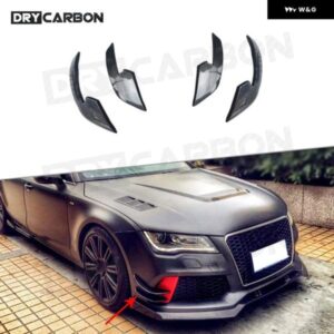 アウディ カーボンフロントバンパー サイドトリムカナード フォグランプ フィンエアナイフウイングレット A6 RS6 2013-2016 RS7 2012-2015
