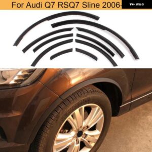 アウディ Q7 ホイールアーチサイドフェンダーフレアカバー マッドガード トリム Q7 RSQ7 SLINE 2006 - 2015 マットブライトブラック PU