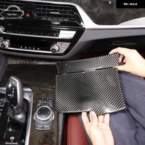 BMW 5シリーズ G30 G38 2018-2022 ソフトカーボンカーセンター収納ボックス パネル 装飾 ステッカー インテリア アクセサリー