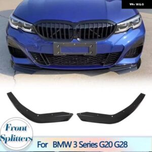 BMW PP グロスブラックフロントバンパー スプリッター 3シリーズ G20 G28 2019 2020 フロントバンパー スプリッターリップスポイラー