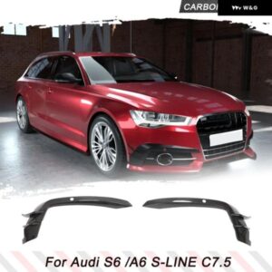 アウディ CABON カナード A6 C7.5 SLINE S6 2015 - 2018 フロントバンパー エアベント フェンダー トリムスプリッター FRP 黒フィン