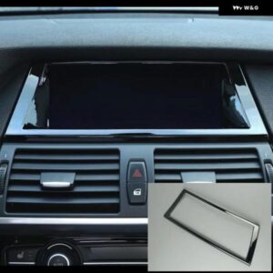 BMW ブラックセンターコンソール ナビゲーションフレーム 装飾 カバー トリム X5 E70 X6 E71 2008-2014 ステンレスカー スタイリング
