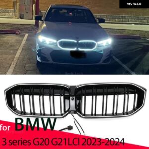 BMW LED ライトニュールック車グリル フロントキドニー 2 ラインダブルスラット 3シリーズ G20 G21 フェイスリフト LCI 2023-2024