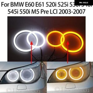 BMW スイッチバックコットンライト LED エンジェルアイデュアルホワイト アンバー E60 E61 520I 525I 530I 540I 545I 550I M5 PRE LCI 2003-2007用